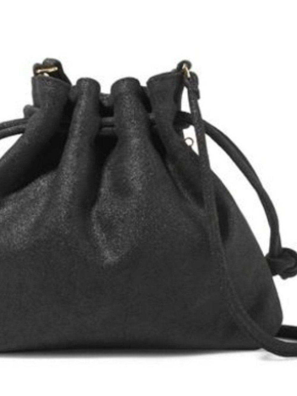 Clare V Black Crossbody Drawstring Bag with Red Interior